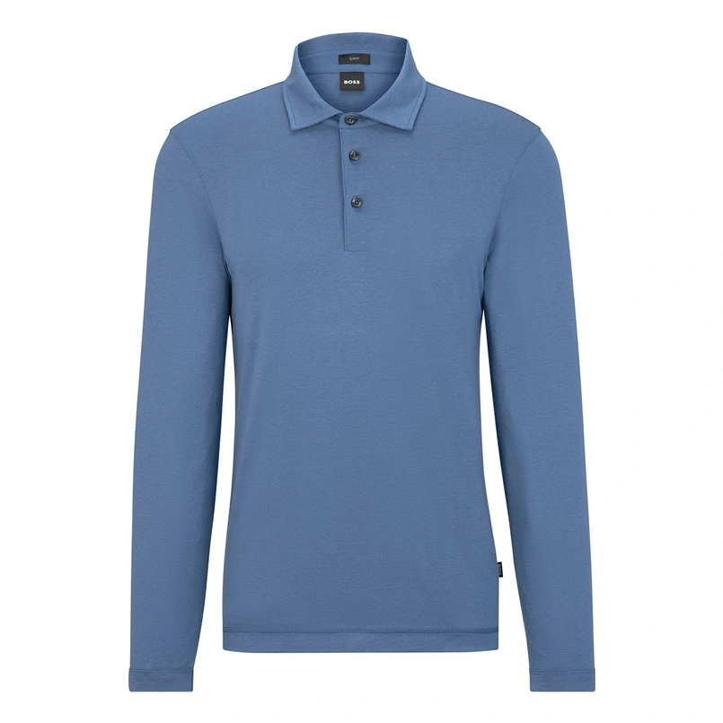 Boss Black Heren Polo Pleins 24 10254565 01 Bleu