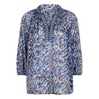 Esqualo Dames Blouse F24.10524 Blauw dessin