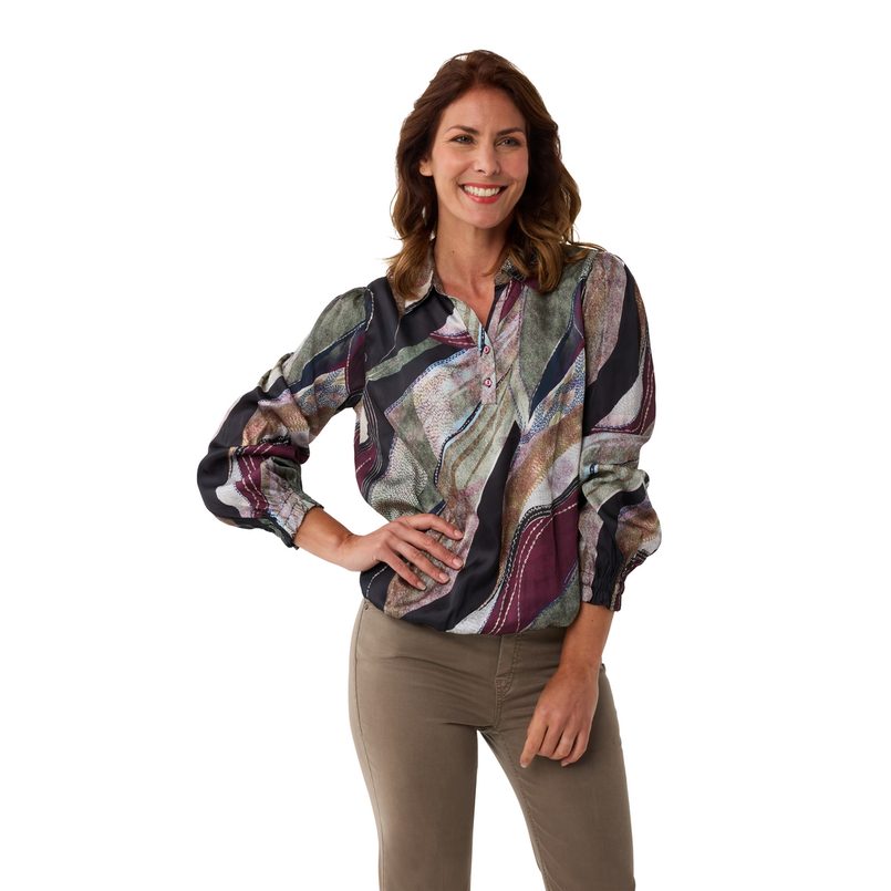 Gardeur Collectie Dames blouse organic print Bordeaux