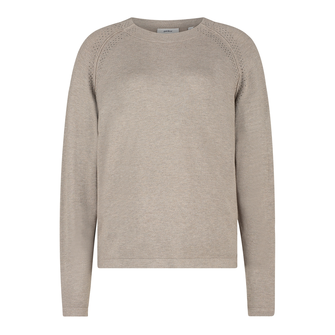 Gardeur Collectie Dames pull R-hals rglan met strass Taupe