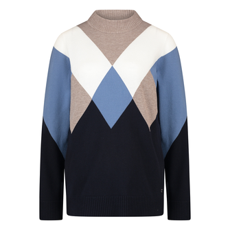 Gardeur Collectie Dames V-hals trui Argyle Navy