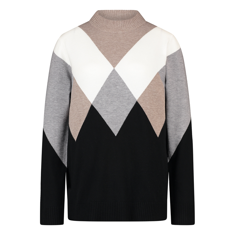 Gardeur Collectie Dames V-hals trui Argyle Zwart