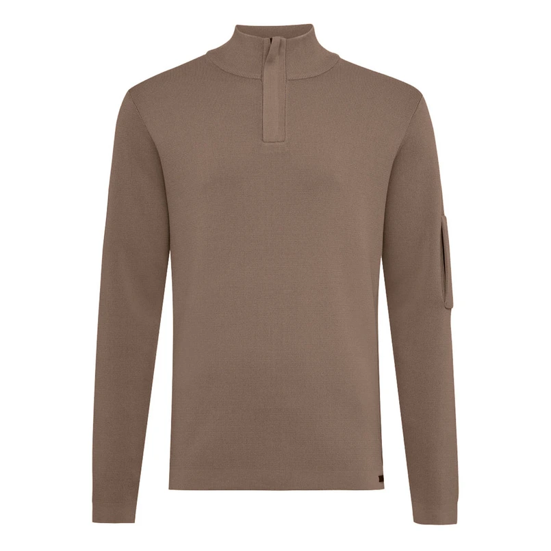 Genti Heren Pullover 1/2 zip K1137-3258 Donkerbruin