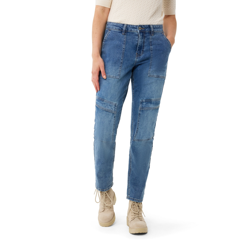 Ivy & You Dames cargo denim Mid blue denim