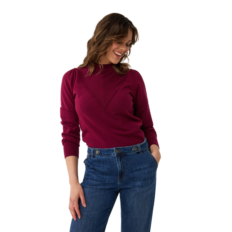 Ivy & You Dames pull V-iznet met bobbeltjes Bordeaux