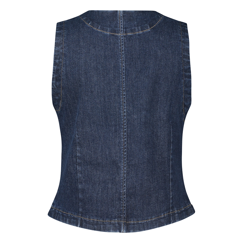 Ivy & You Dames waistcoat denim Dark blue denim