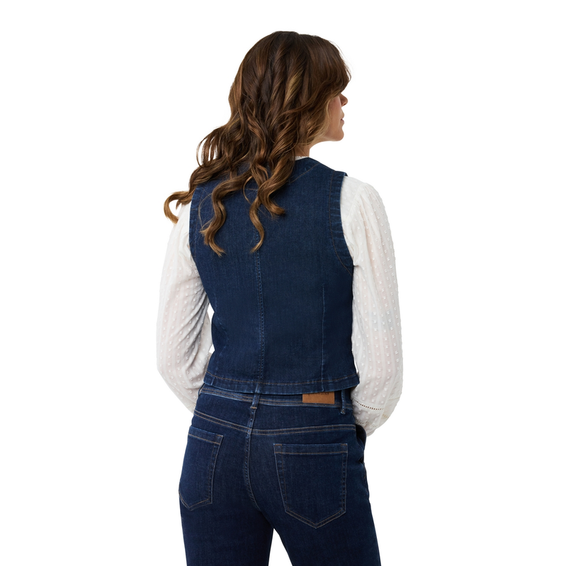 Ivy & You Dames waistcoat denim Dark blue denim