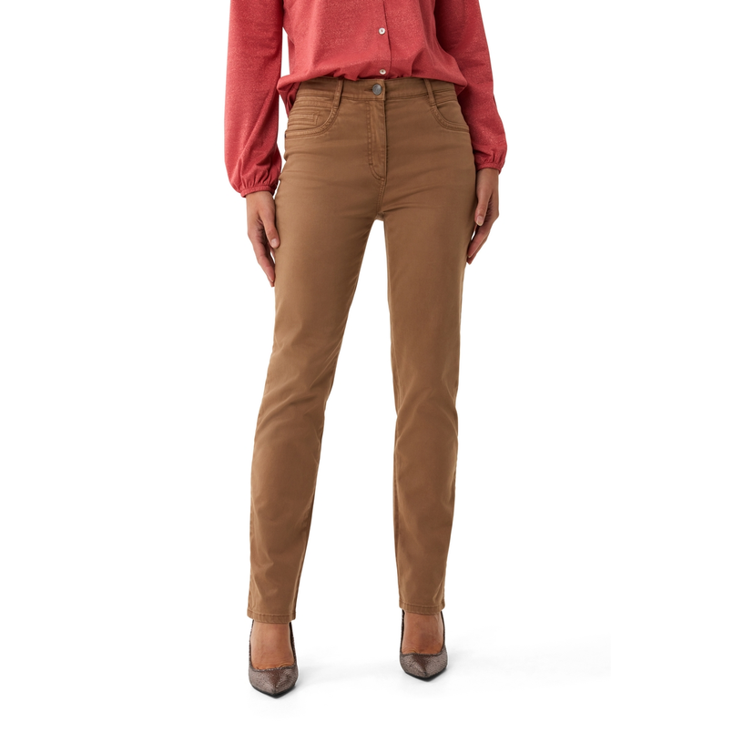 Les Copines Dames broek cot/tencel/el @17113 Taupe