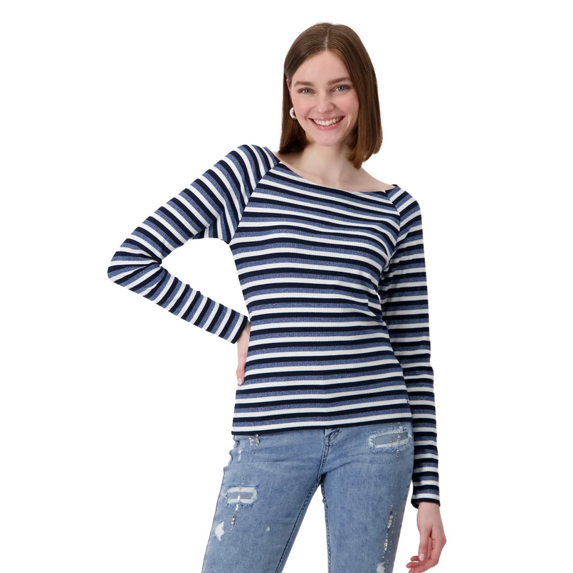 Monari Dames Top 808147 Blauw dessin