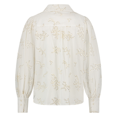 Nukus Dames blouse met allover broidery met glitter Off-white