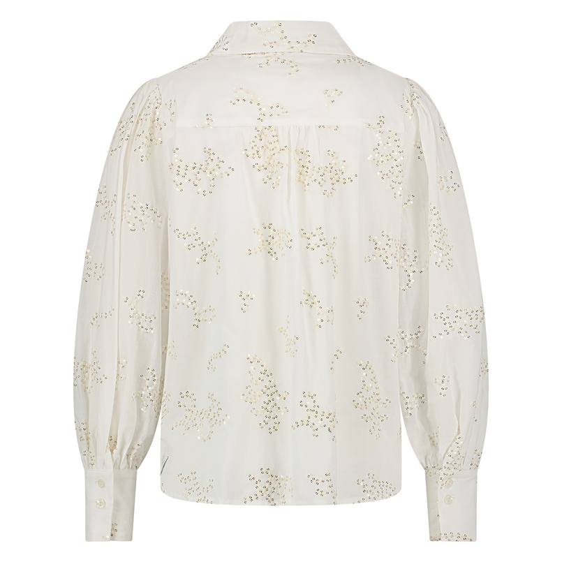 Nukus Dames blouse met allover broidery met glitter Off-white