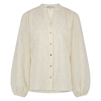 Nukus Dames blouse met allover broidery Off-white