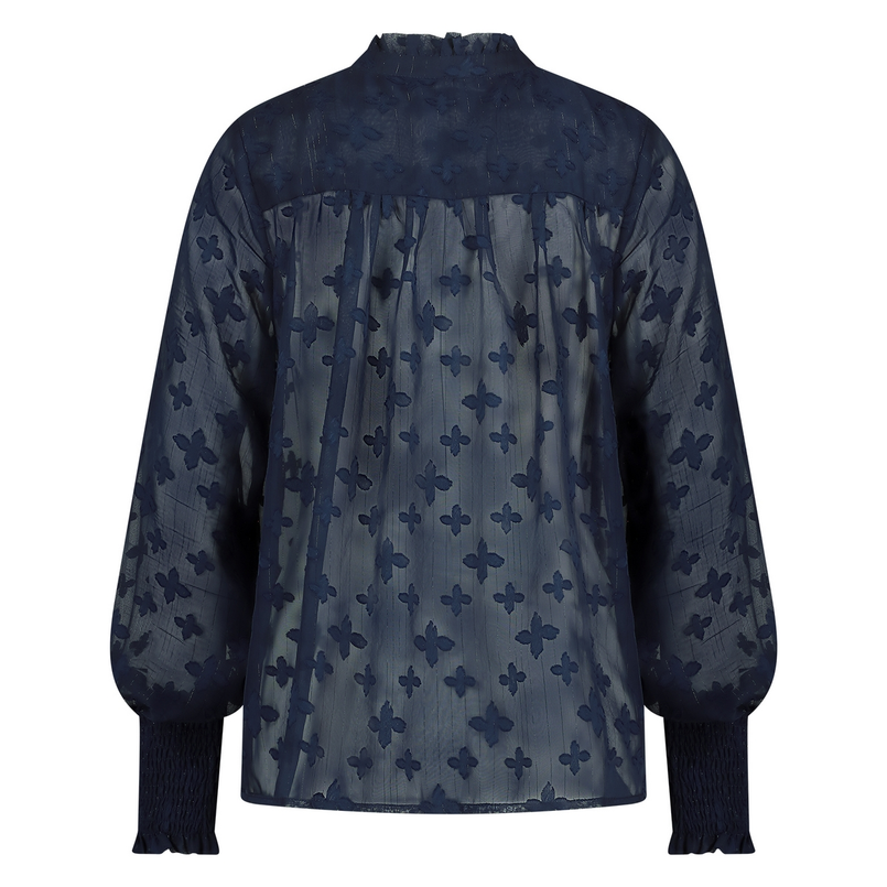 Nukus Dames blouse met bloem motief Navy