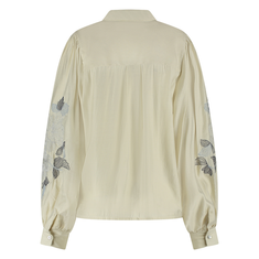 Nukus Dames blouse met embroidery op mouw Off-white