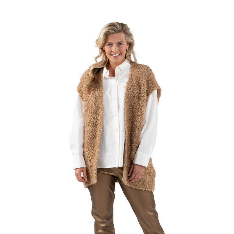 Nukus Dames boucle gilet Camel