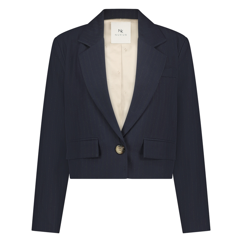 Nukus Dames pinstripe korte blazer Navy