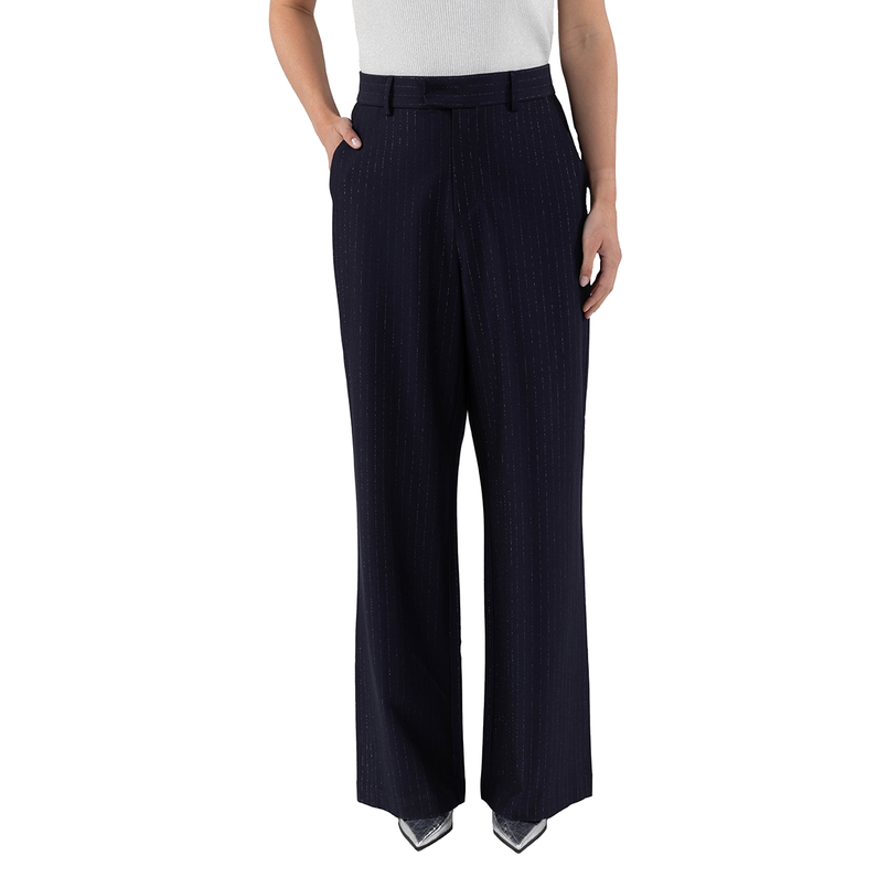 Nukus Dames pinstripe wijde pantalon Navy