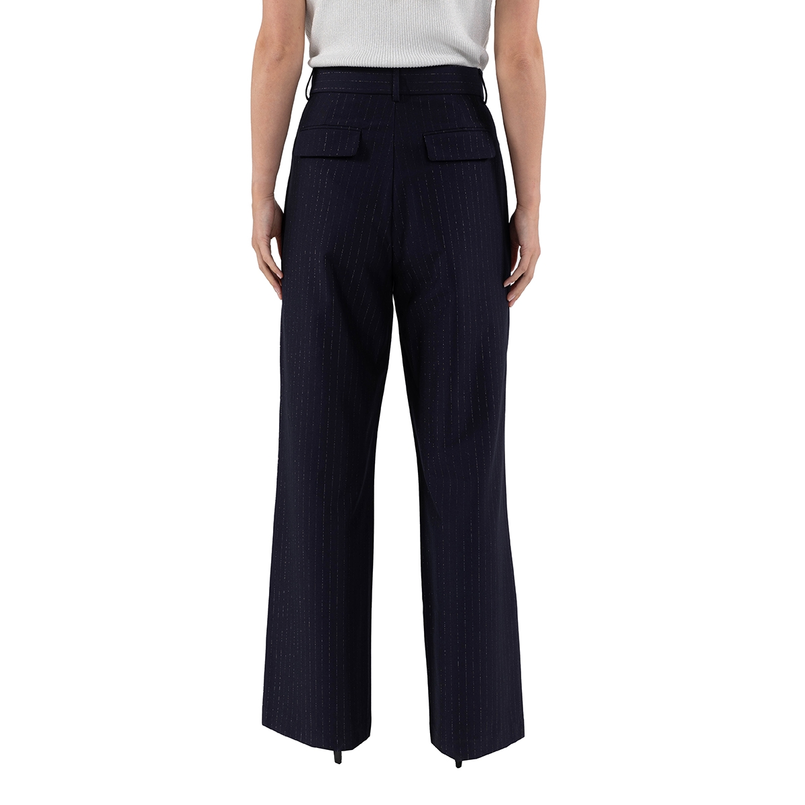 Nukus Dames pinstripe wijde pantalon Navy