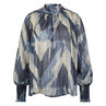 Nukus Dames print blouse hoge kraag Blauw dessin