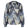 Nukus Dames print blouse zonder kraag Blauw dessin