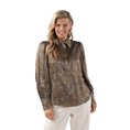 Nukus Dames print blouse zonder kraag Bruin dessin