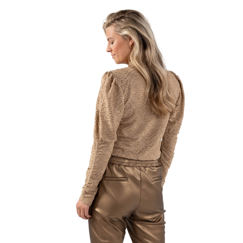 Nukus Dames top met structuur Camel