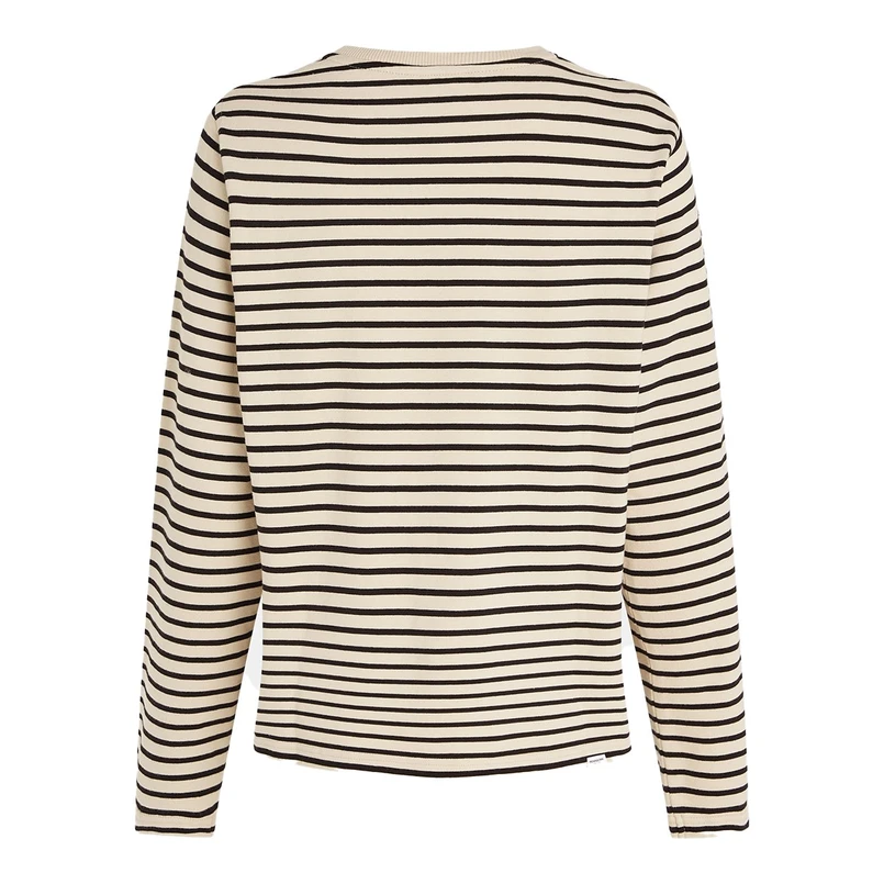 Penn & Ink dames sweater met streep Zwart dessin