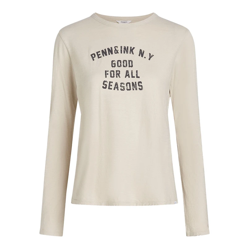 Penn & Ink dames top met opdruk Beige