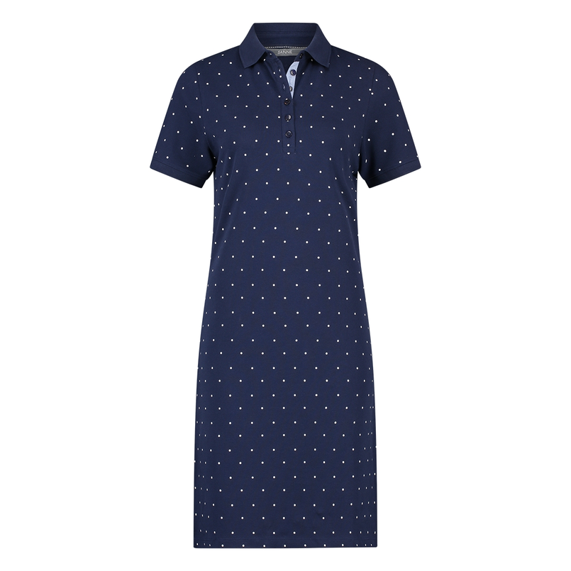 Sanne Dames polo jurk km stip Navy