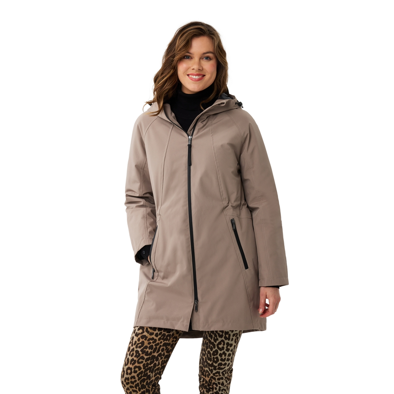 Sanne Dames raincoat lang Taupe