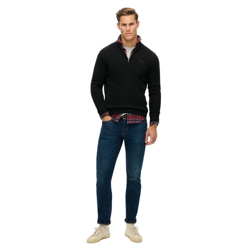 Superdry Heren trui 1/2 zip M6110640A Zwart