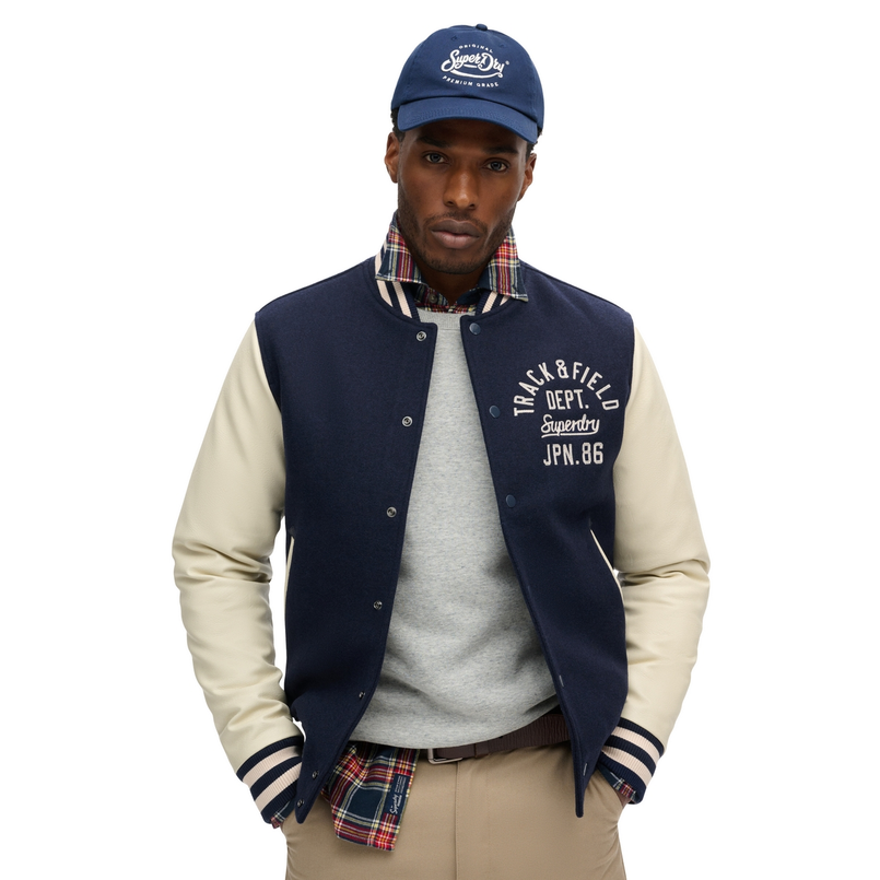 Superdry VARSITY Chain Stitch Bomber Navy