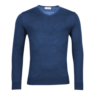 Thomas Maine Heren 4281TM100 V-Neck Pullover Indigo blauw