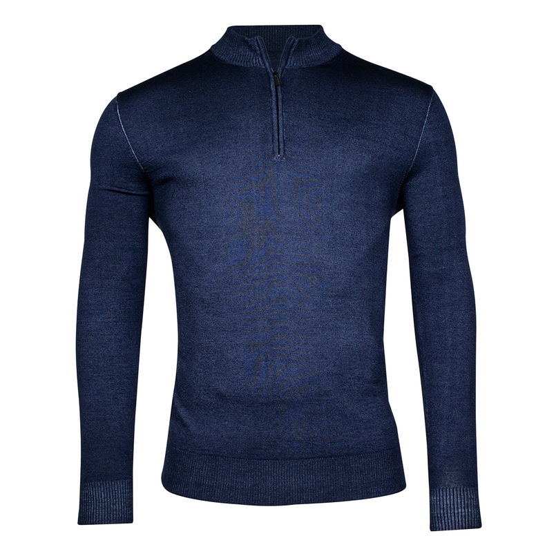 Thomas Maine Heren 4284TM150 Pullover 1/2 zip Indigo blauw