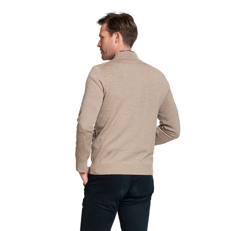 Thomas Maine Heren Pullover half zip Beige