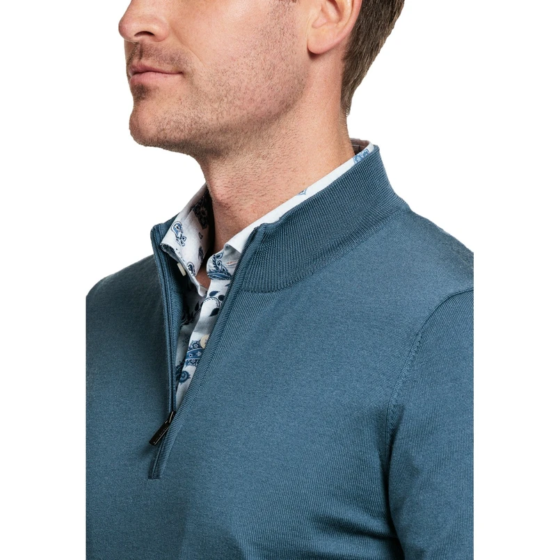 Thomas Maine Heren Pullovr 1/2 zip 4284TM100 Blauw mele