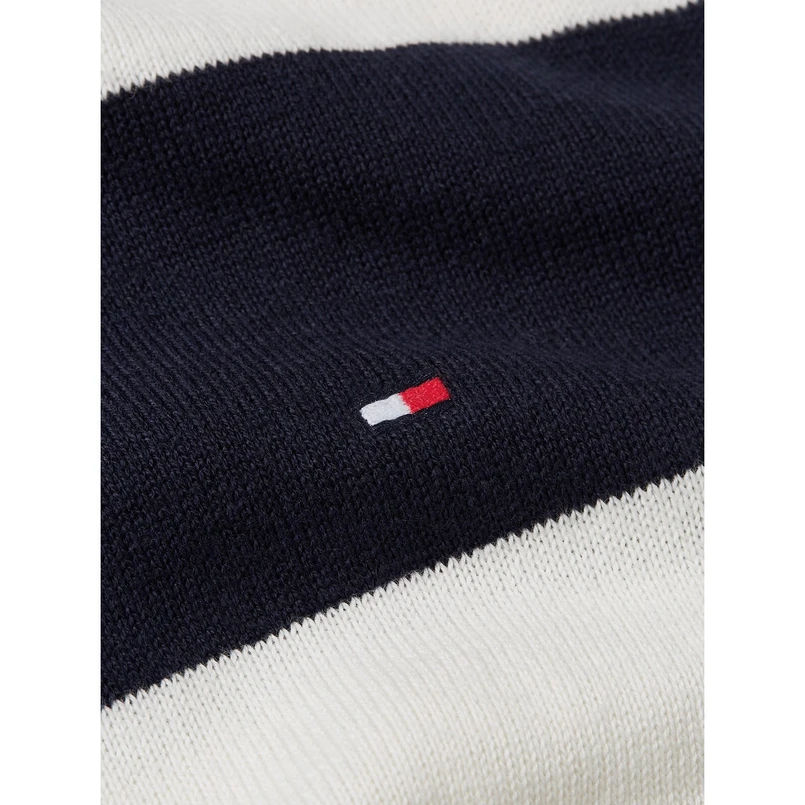 Tommy Hilfiger Heren Trui 1/2 zip streep MW0MW280490A4 Blauw dessin